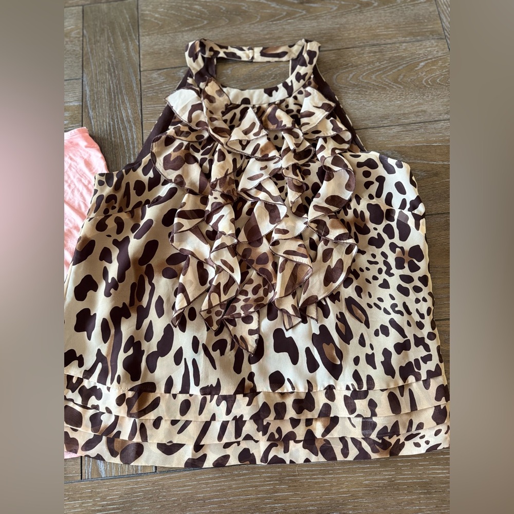 SET OF 2! Peach J. Crew Sleeveless Top and Leopard Print Halter Top